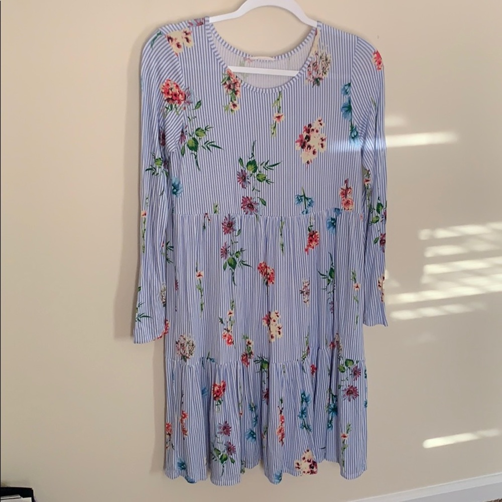 Striped and floral stretchy dress